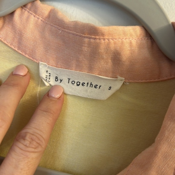 By Together button down yellow pink color block small - Picture 3 of 5